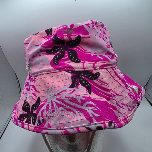 Tuga Reversible Womens Large Pink Floral Print Bucket Sun Hat Beach Summer Camp - Picture 1 of 8